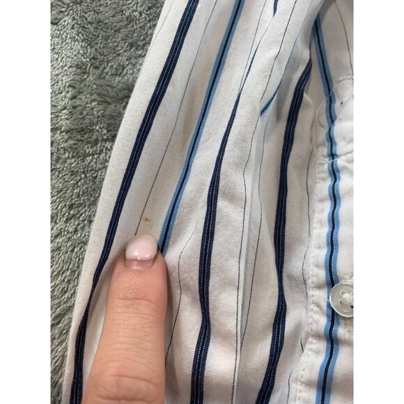 American Eagle Shirt Mens Medium White Blue Stripe Button Front Vintage Casual - Picture 4 of 12